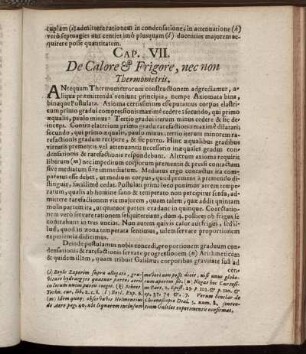 Cap. VII. De Calore & Frigore, nec non Thermometris.