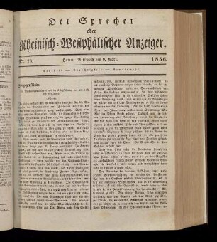 Der Sprecher oder Rheinisch-Westfälischer Anzeiger. 1832-1842