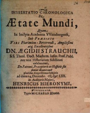 Diss. chronol. de aetate mundi