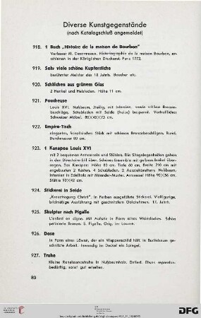 Diverse Kunstgegenstände (Nr. 918-970)