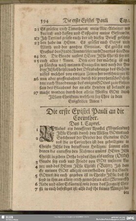 Die erste Epistel Pauli an die Corinther