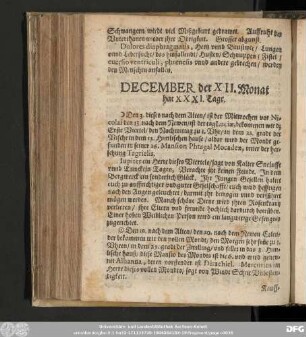 December der XII. Monat hat XXXI. Tage.