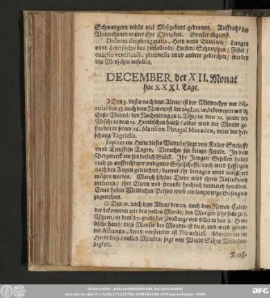 December der XII. Monat hat XXXI. Tage.