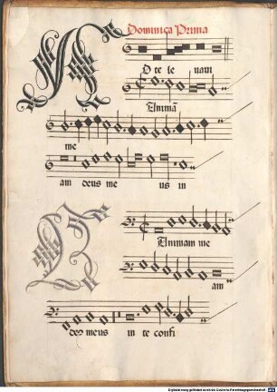 55 Sacred songs - BSB Mus.ms. 26 : [cover title:] D[omi]nica[rum] die[rum] Quadrage- // simalium liber. Missa // Ferialis. In vigilia nati= // vitatis d[omi]ni introitus.