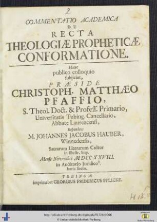 Commentatio Academica De Recta Theologiae Propheticae Conformatione
