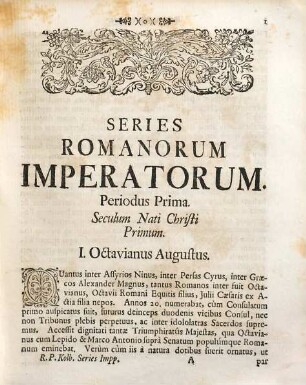 Series Romanorum Imperatorum Cum Reflexionibus Historicis