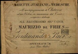 Ariette italiane e tedesche : coll'accompagnamento di chitarra ed un violino in mancanza del canto