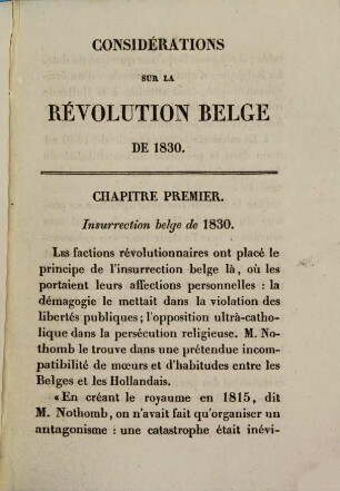 Considerations sur la Revolution Belge de 1830, 2