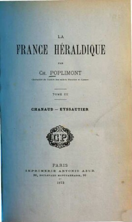 La France héraldique par Ch. Poplimont. 3