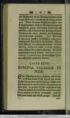 Casus XXVIII. Synovia Vulneris In Pede
