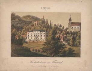 Die Forstakademie in Tharandt bei Dresden, im Hintergrund die Burgruine und die Berg- und Stadtkirche