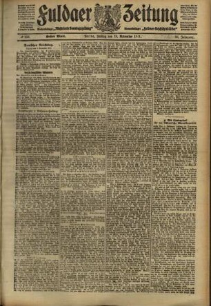 Erste Ausgabe vom Freitag, den 10. November 1911.