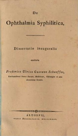 De ophthalmia syphilitica : diss. inaug.