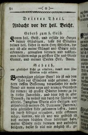 Andacht vor der heil. Beicht. - Gebeth nach der Litaney.