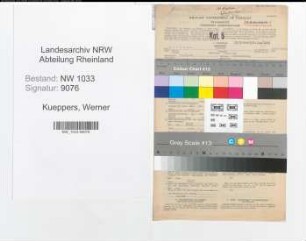 Entnazifizierung Werner Kueppers , geb. 21.10.1920 (Polizeibeamter)