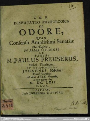 Disputatio physiologica de odore