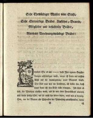 Sehr Ehrwürdiger Meister vom Stuhl ...
