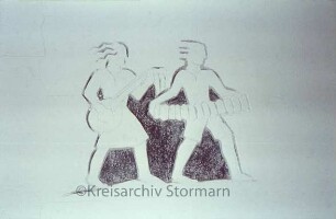 Emil-Nolde-Schule: Wandmalerei: Spielende Kinder: Musikanten (Richard Kuöhl)