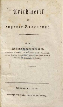 Arithmetik in engerer Bedeutung