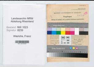 Entnazifizierung Franz Wierichs , geb. 07.02.1901 (Installateur)