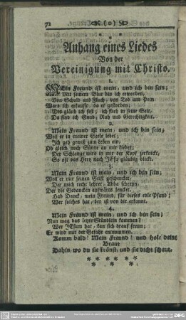 Anhang eines Liedes Von der Vereinigung mit Christo