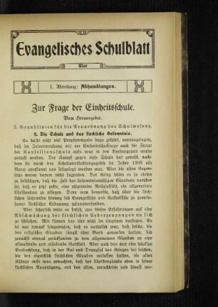 Zur Frage der Einheitsschule
