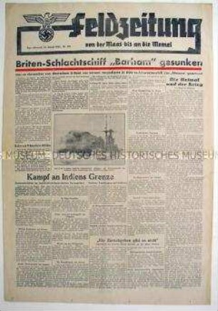 Deutsche Kriegszeitung aus dem Baltikum u.a. zum Seekrieg im Pazifik und zum Reichsarbeitsdierst