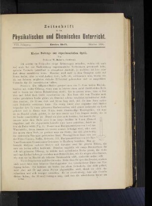 Kleine Beiträge zur experimentellen Optik.