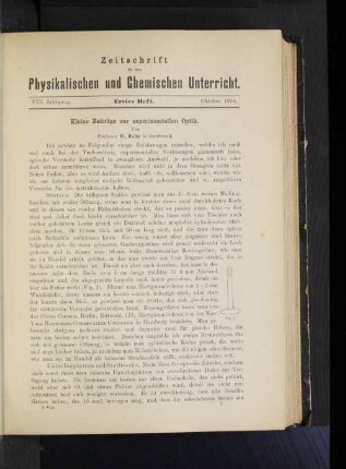 Kleine Beiträge zur experimentellen Optik.