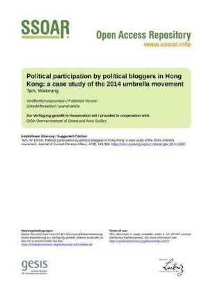 Political participation by political bloggers in Hong Kong: a case study of the 2014 umbrella movement