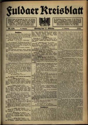 Ausgabe vom Montag, den 17. Oktober 1910.