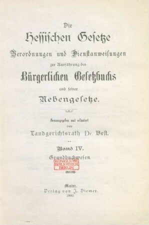 Bd. 4: Band IV. Grundbuchwesen.