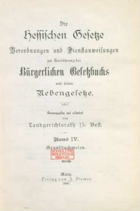 Bd. 4: Band IV. Grundbuchwesen.