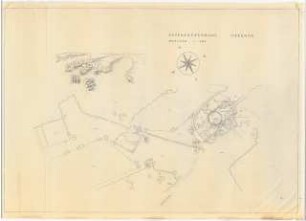 Kriegerehrenmal Meerane: Lageplan und perspektivische Ansicht (Vogelschau) 1:500
