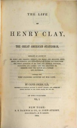 The life of Henry Clay, the great American Statesman, 1