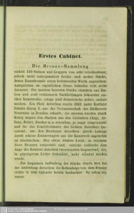 Erstes Cabinet. Die Bronze-Sammlung