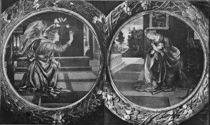 Zwei Tondi: a) Verkündigung des Engel Gabriel, b) Verkündigung Marieae