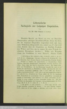 Liiterarische Nachspiele zur Leipziger Disputation