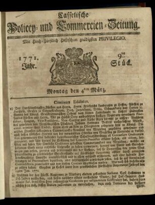 9tes Stueck, Montag den 4ten Maerz 1771