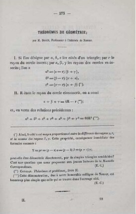 Théorèmes de géométrie.
