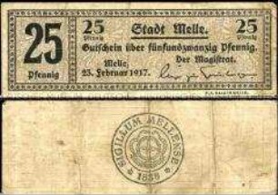 Melle, Notgeld, 25 Pfennig