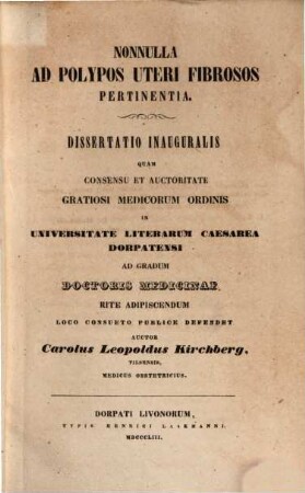 Nonnulla ad polypos uteri fibrosos pertinentia : Diss. inaug.