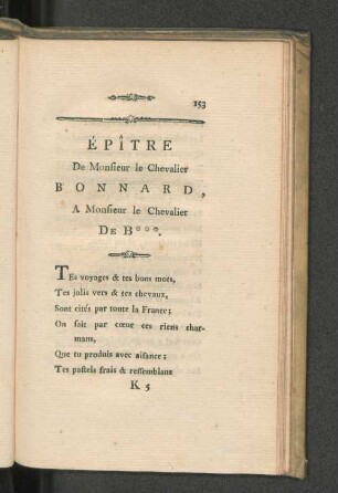 Épître De Monsieur le Chevalier Bonnard, A Monsieur Le Chevalier de B...