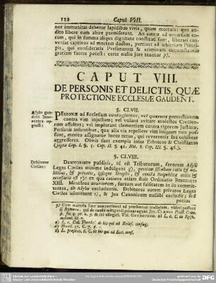 Caput VIII. De Personis Et Delictis, Quae Protectione Ecclesiae Gaudent