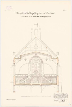 Zellengefängnis, Düsseldorf Männergefängnis: Querschnitt Kirche 1:100