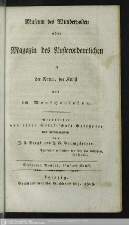 Siebenter Band, fünftes Stück
