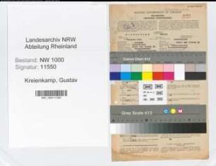 Entnazifizierung Gustav Kreienkamp, geb. 02.03.1910 (Bankangest.)
