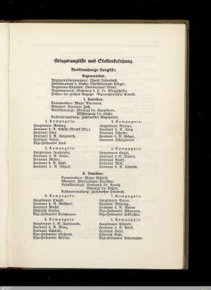 Kriegsrangliste und Stellenbesetzung