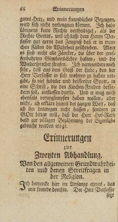 Erinnerungen zur zweyten Abhandlung