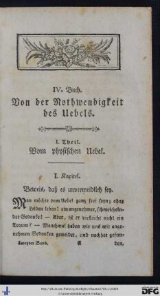 IV. Buch. Von der Nothwendigkeit des Übels.